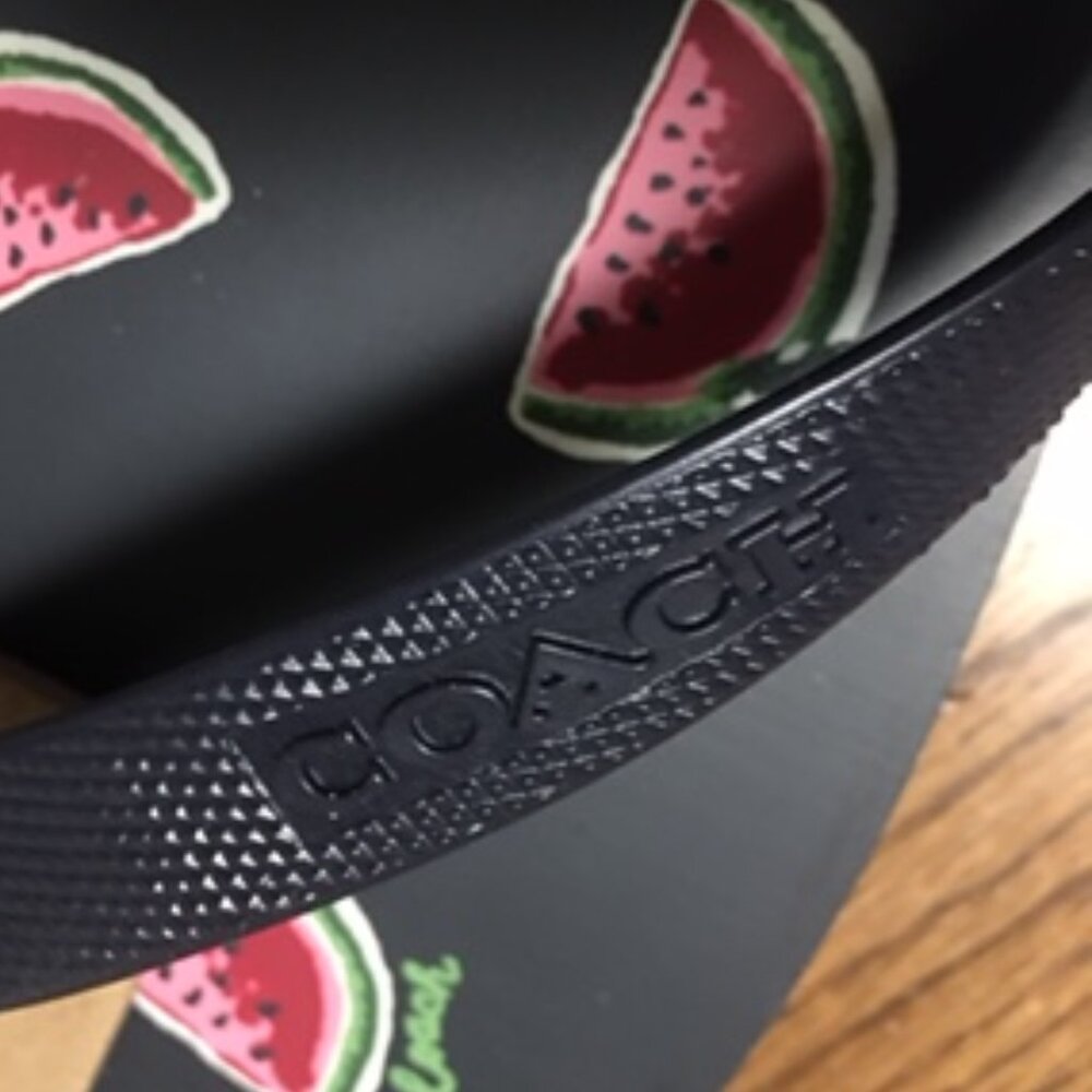 NWT Coach Black Watermelon Logo Flip Flops Size 9-10 - Picture 5 of 8